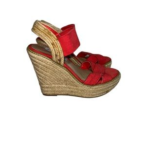 Steve Madden Orange Coral Wedge Heel Sandals Size 6